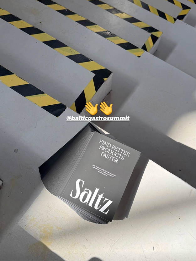 Saltz product flyers at an event